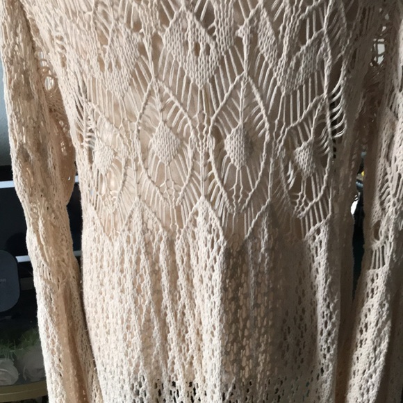 Bohemian Crocheted Cardigan Open Front Stunning Eggshell FINAL SALE - Picture 10 of 15